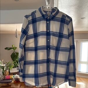 J. Crew Blue and White Plaid Woman’s Shirt
